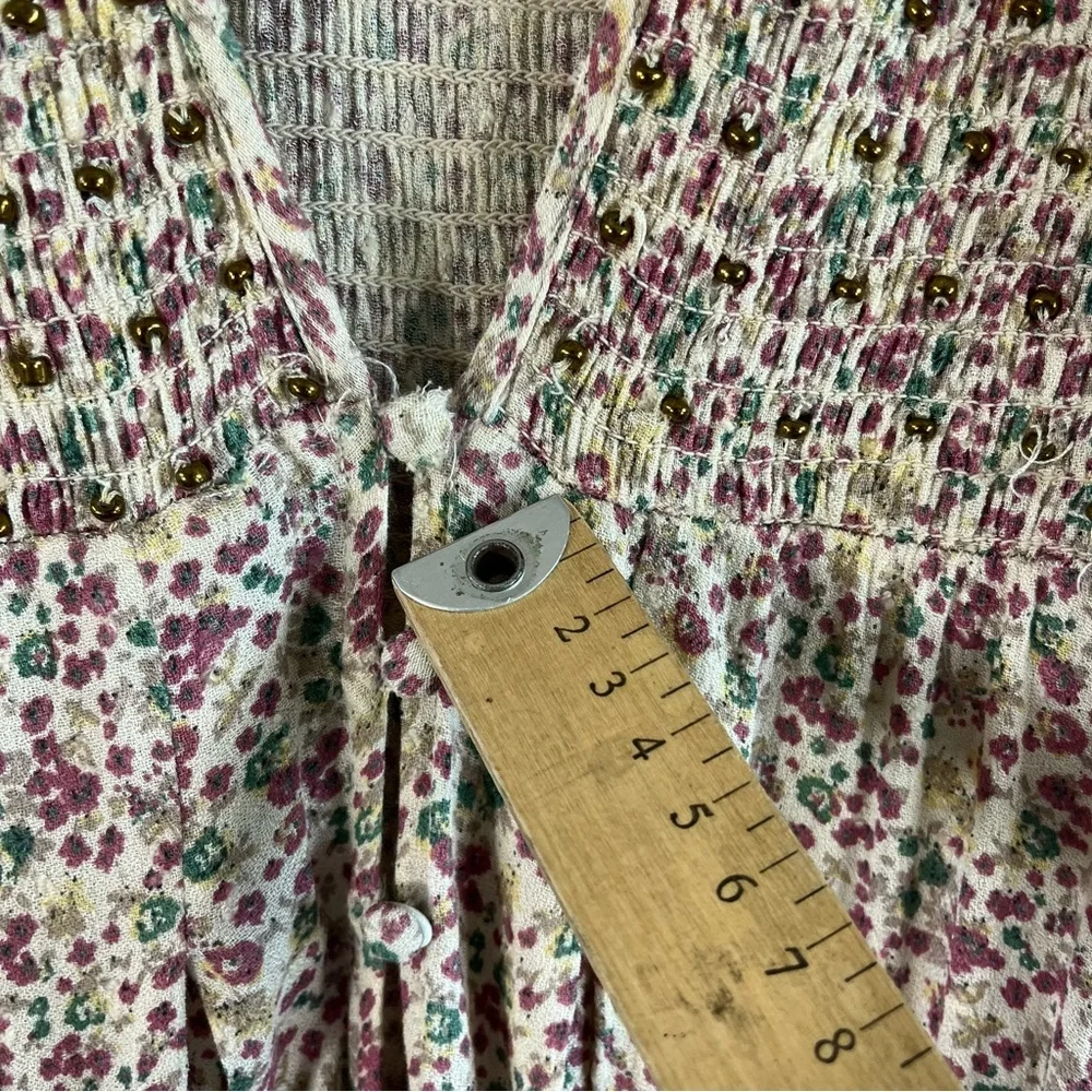 Free People Kadence Robe Duster Womens S / P Beige Bead Hippie Boho **READ**